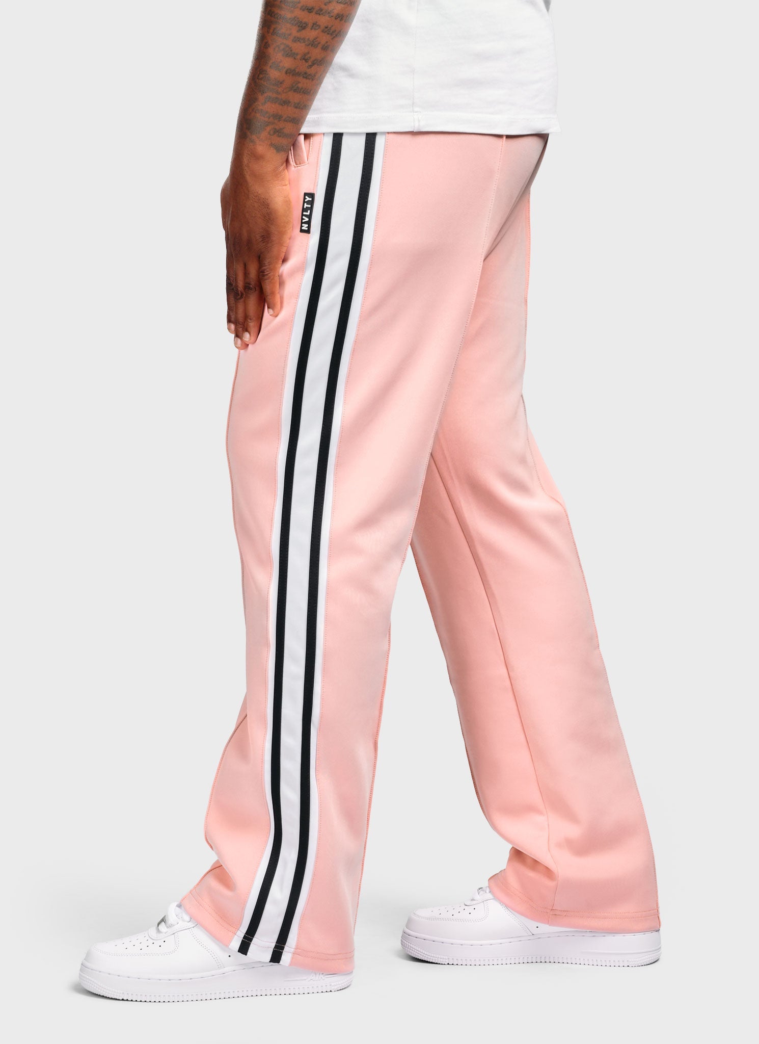 Panelled Luxe Track Pants - Baby Pink