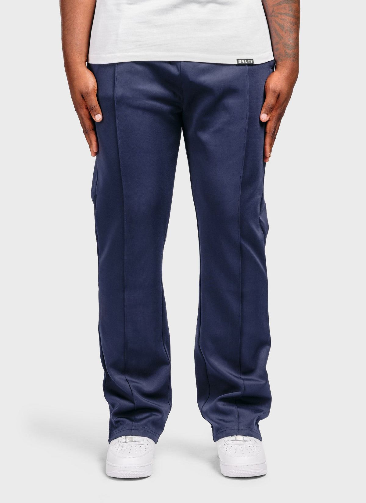 Pleat Track Pants - Navy