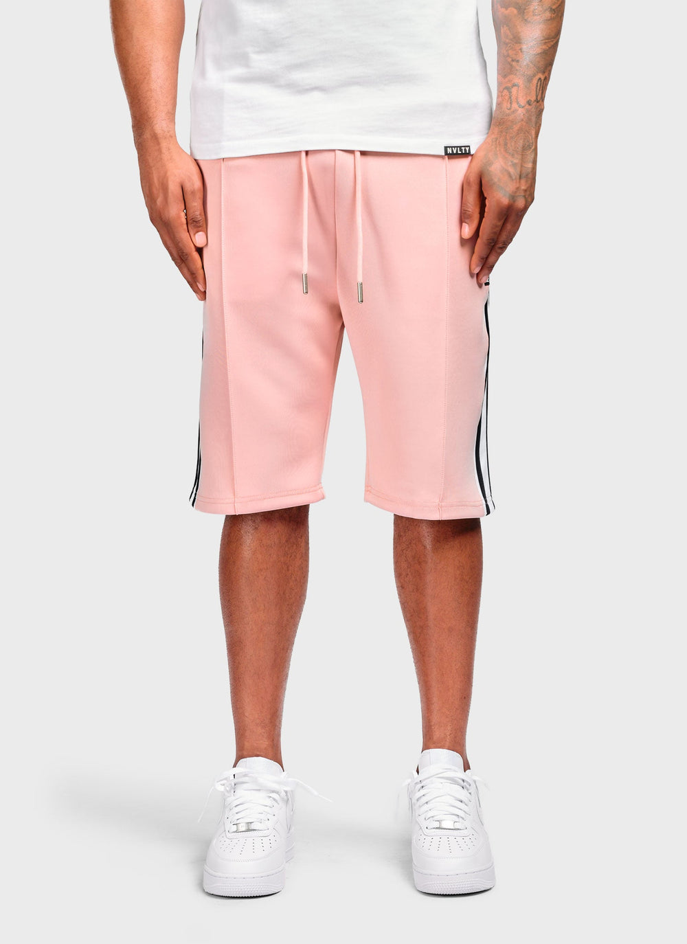 Panelled Luxe Track Shorts - Baby Pink