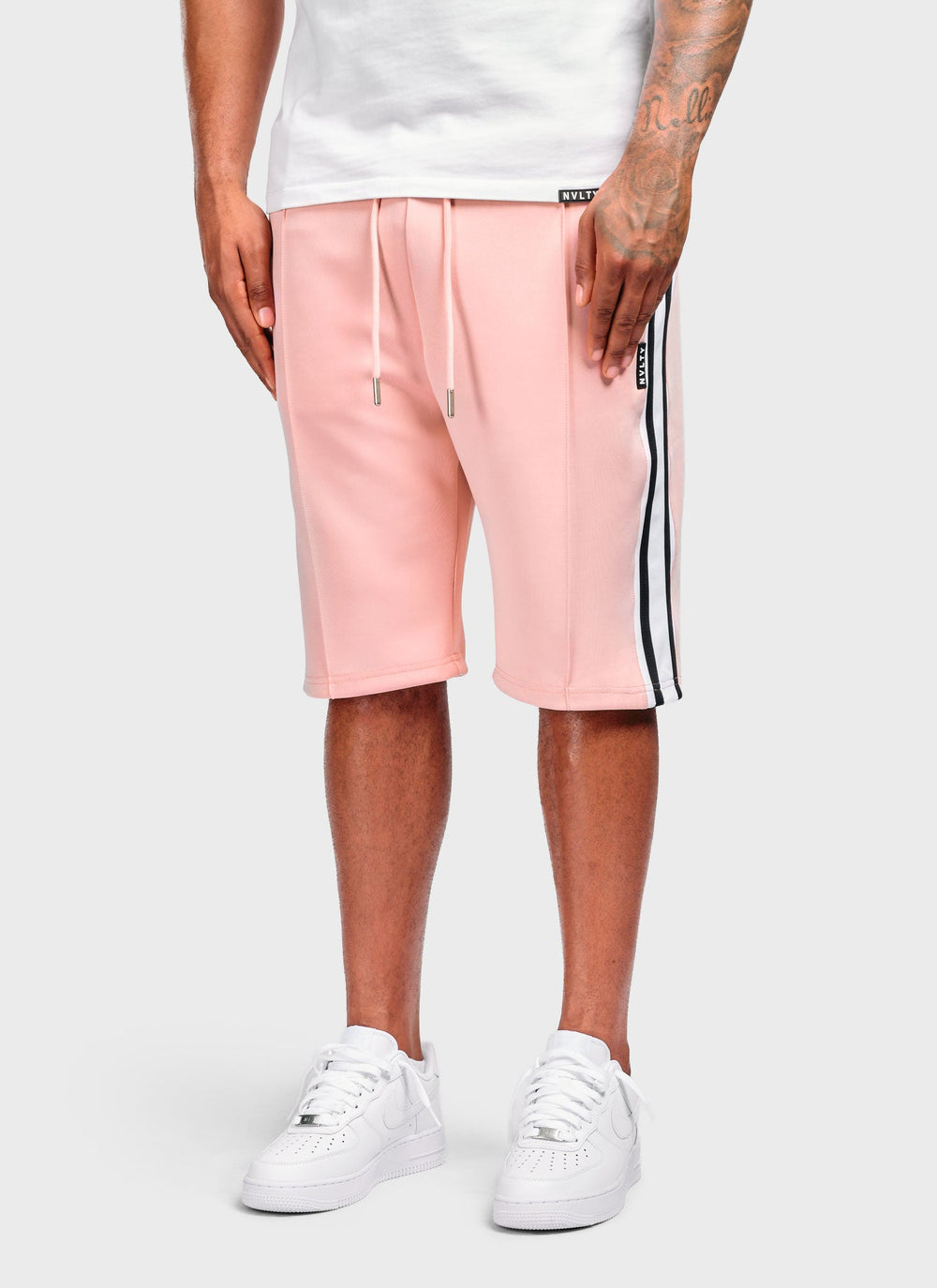 Panelled Luxe Track Shorts - Baby Pink