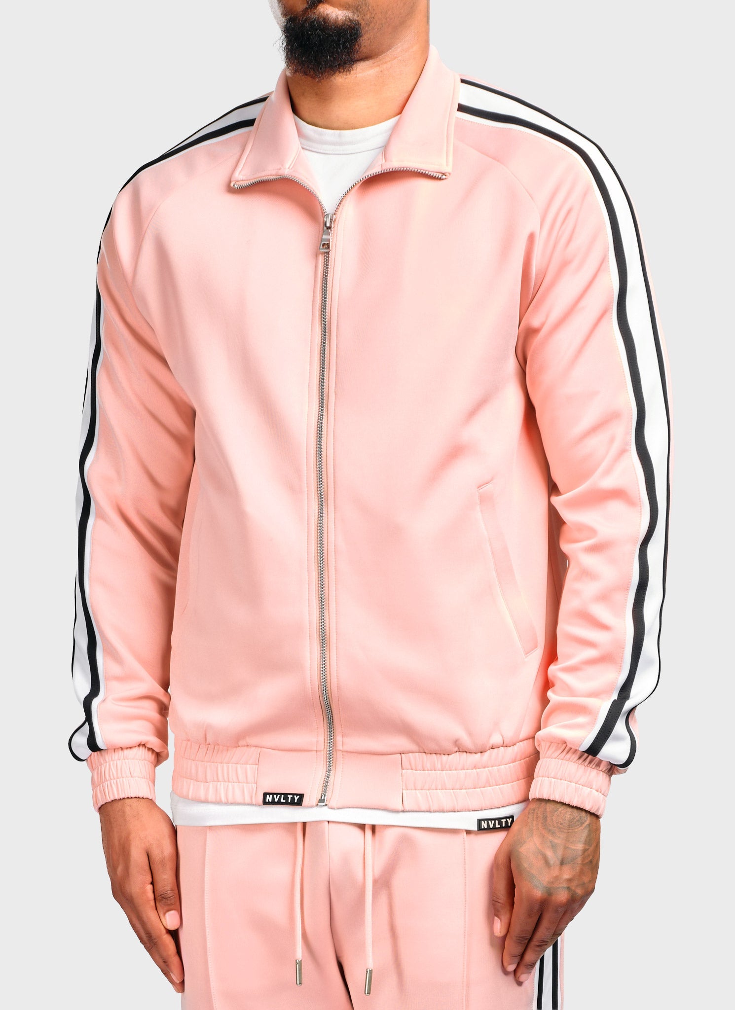 Panelled Luxe Track Jacket - Baby Pink