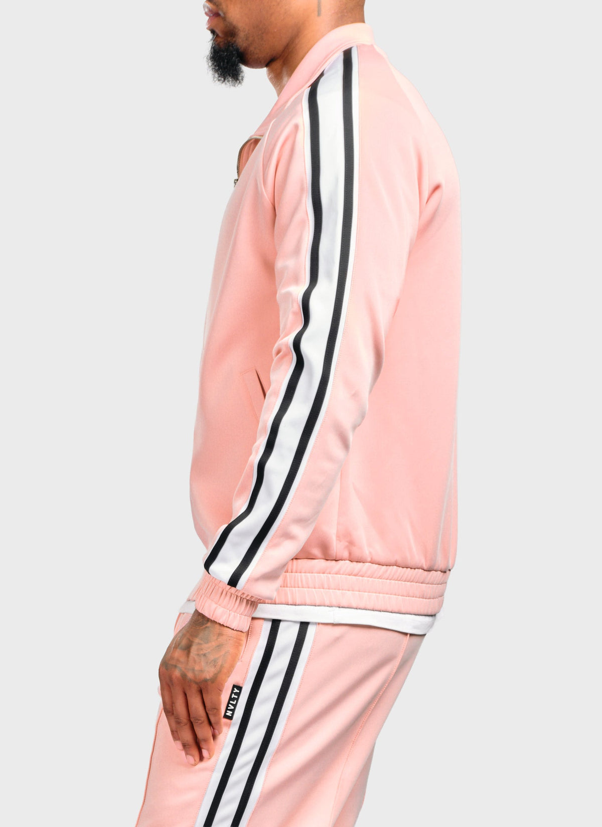 Panelled Luxe Track Jacket - Baby Pink