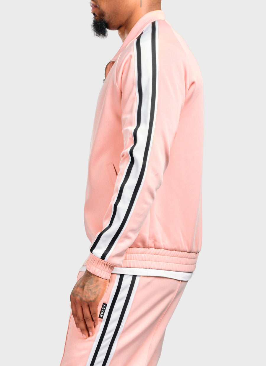 Panelled Luxe Track Jacket - Baby Pink