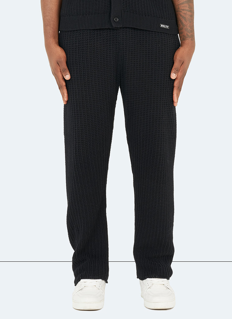 Crochet Knit Trousers - Black