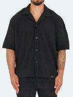 Pleated Drop Shoulder Shirt - Black