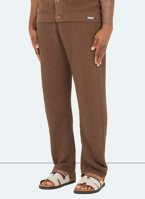 Crochet Knit Trousers - Brown