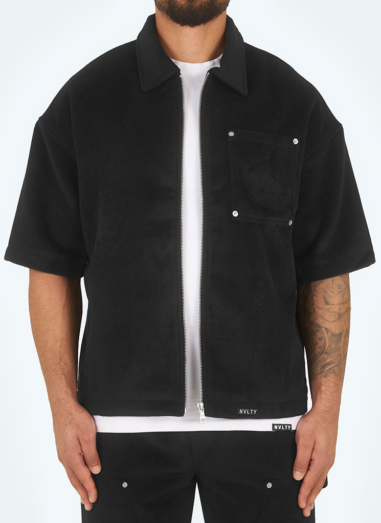 Heavyweight Wool Rivet Shirt - Black