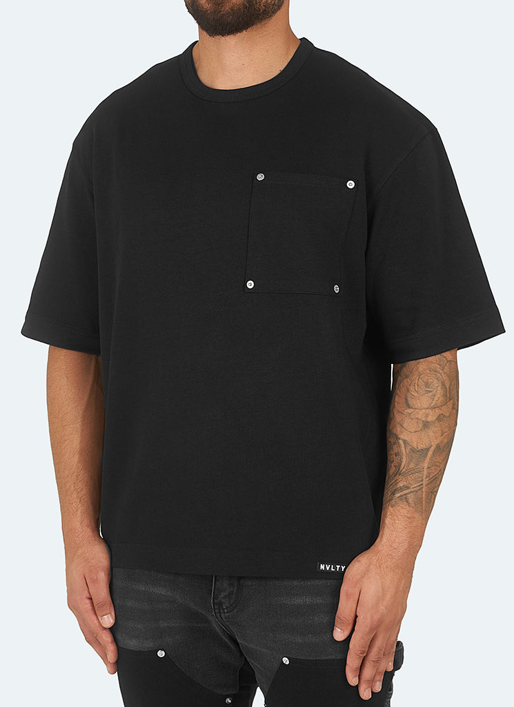 Heavyweight Boxy Rivet T-Shirt - Black