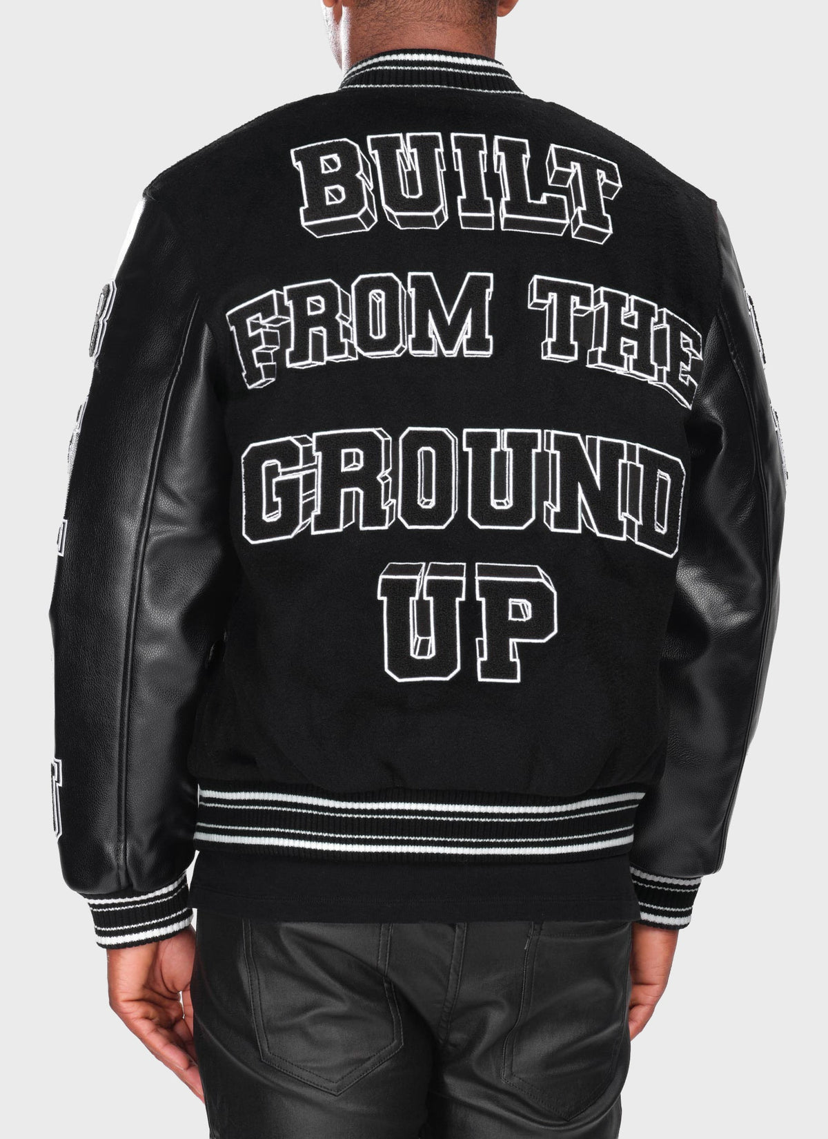 Built From The Ground Up Varsity Jacket - Black