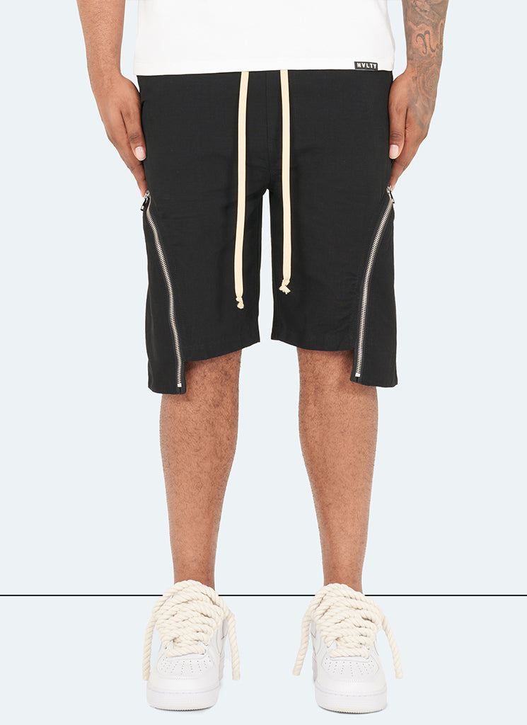 Vintage Zipper Cargo Shorts - Black