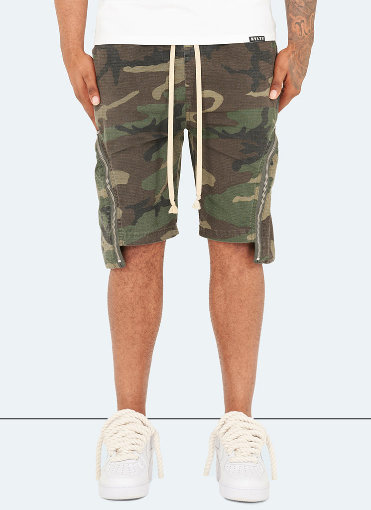 Vintage Zipper Cargo Shorts - Camo