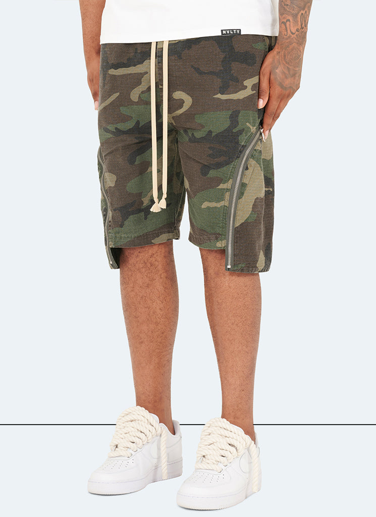 Vintage Zipper Cargo Shorts - Camo