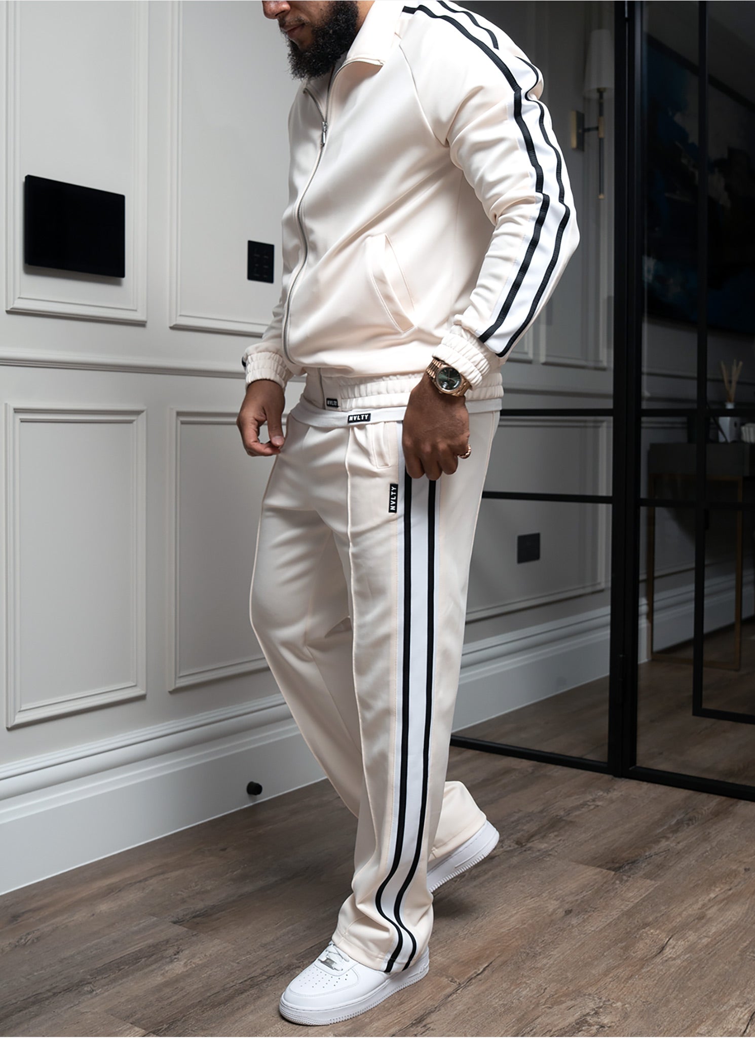 Panelled Luxe Track Jacket - Ivory