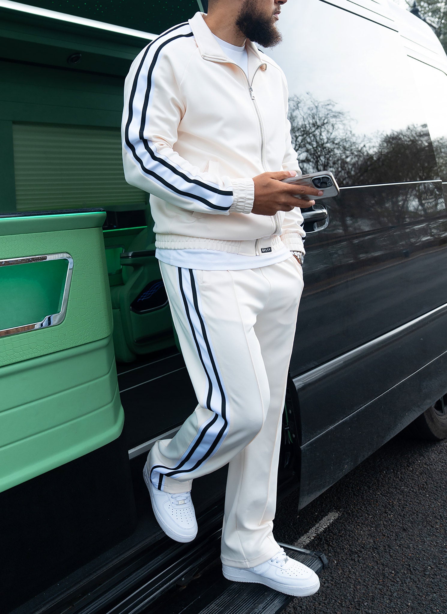 Panelled Luxe Track Jacket - Ivory