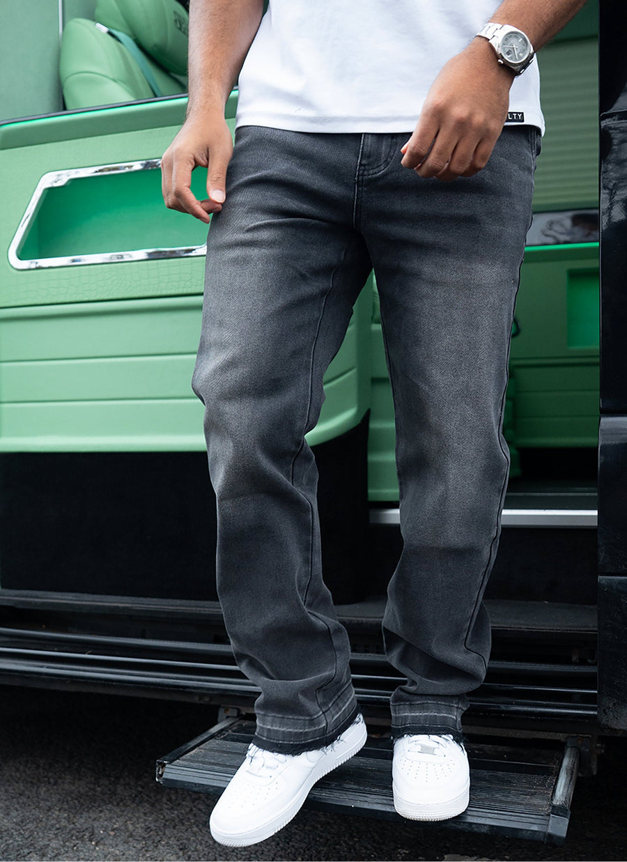 Vintage Raw Hem Jeans - Black