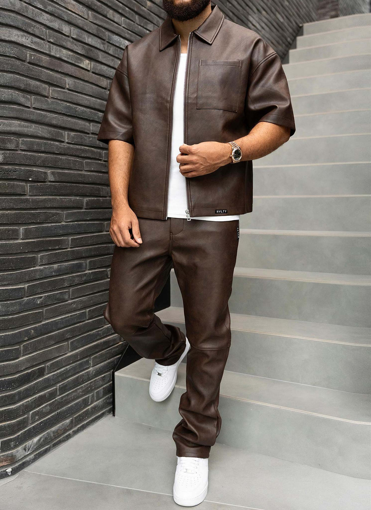 Vintage Heavyweight Leather Shirt - Brown