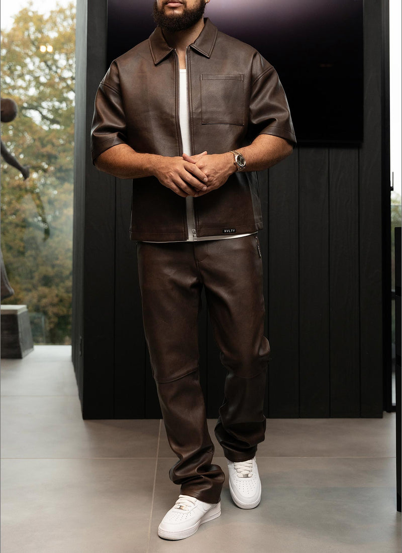 Vintage Heavyweight Leather Shirt - Brown