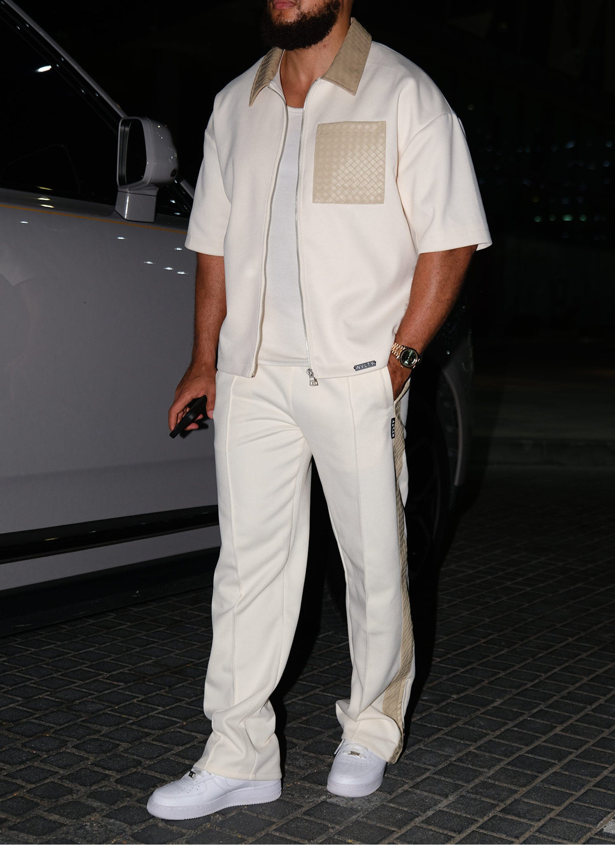 Twill Interlock Pleat Pants - Ivory