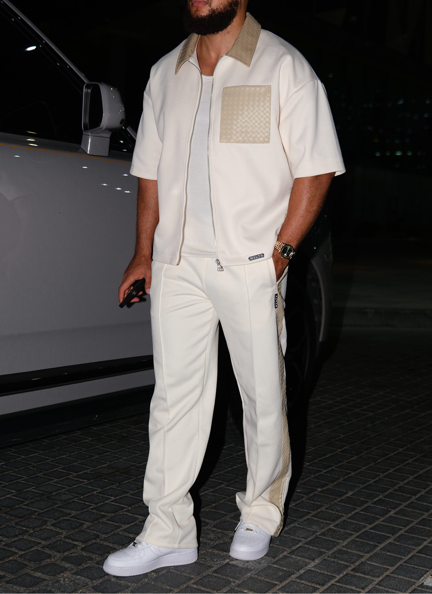 Twill Interlock Pleat Pants - Ivory