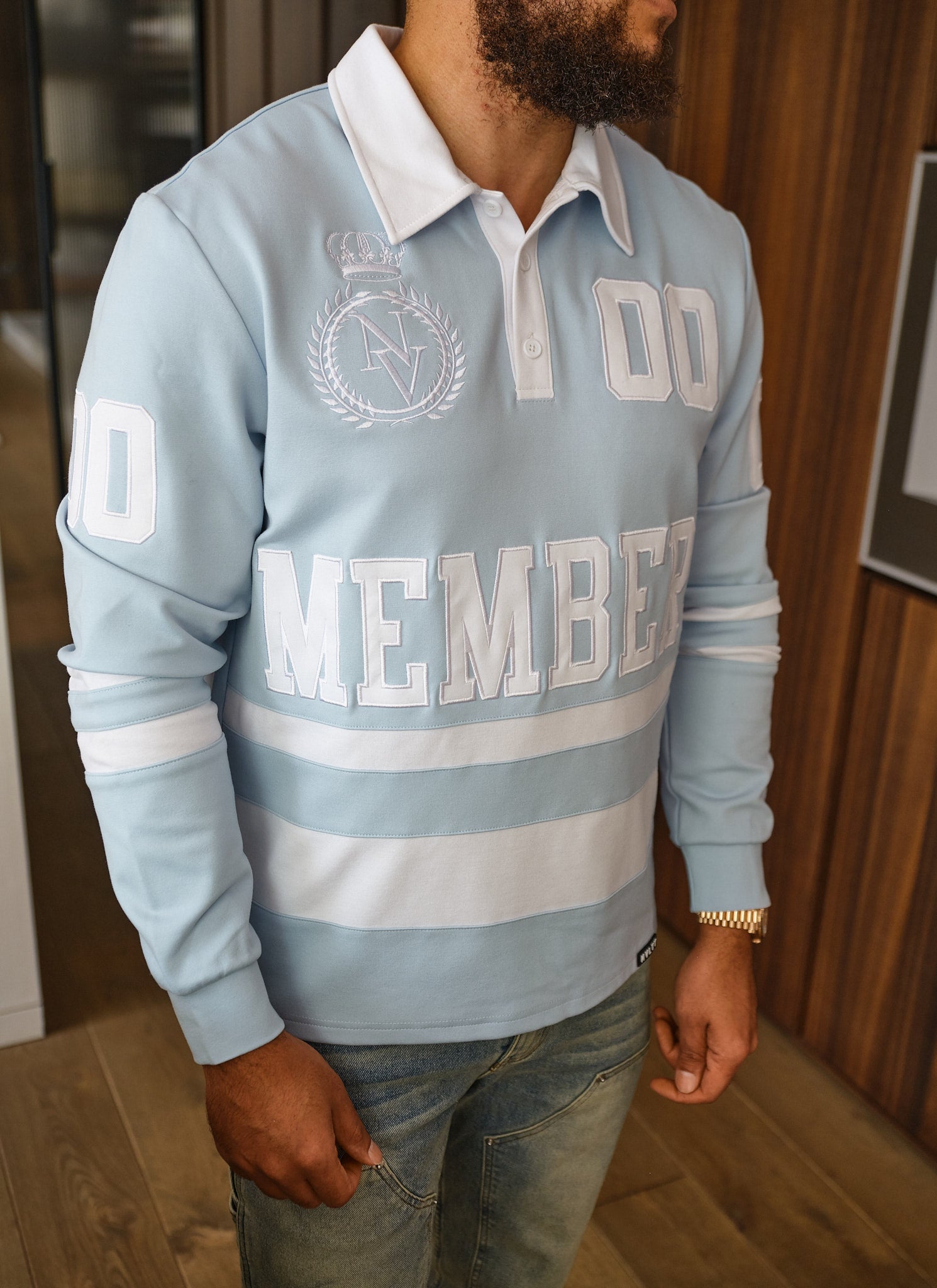 Members Royal Rugby Shirt - Baby Blue