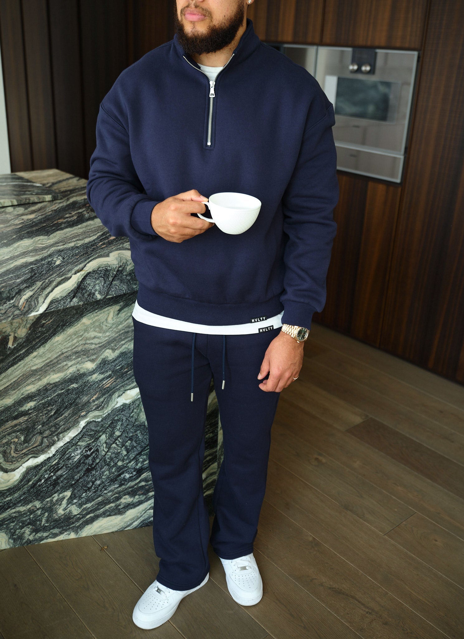 Heavyweight Luxe Flare Joggers - Navy