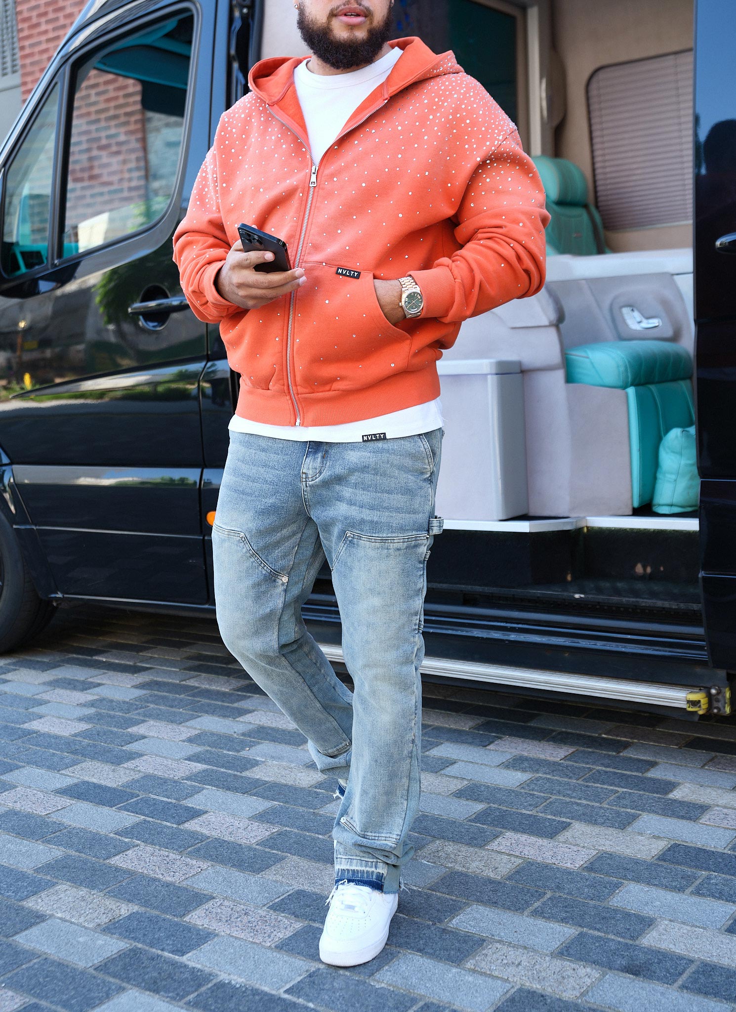 Vintage Flooded VVS Zip Hoodie - Orange