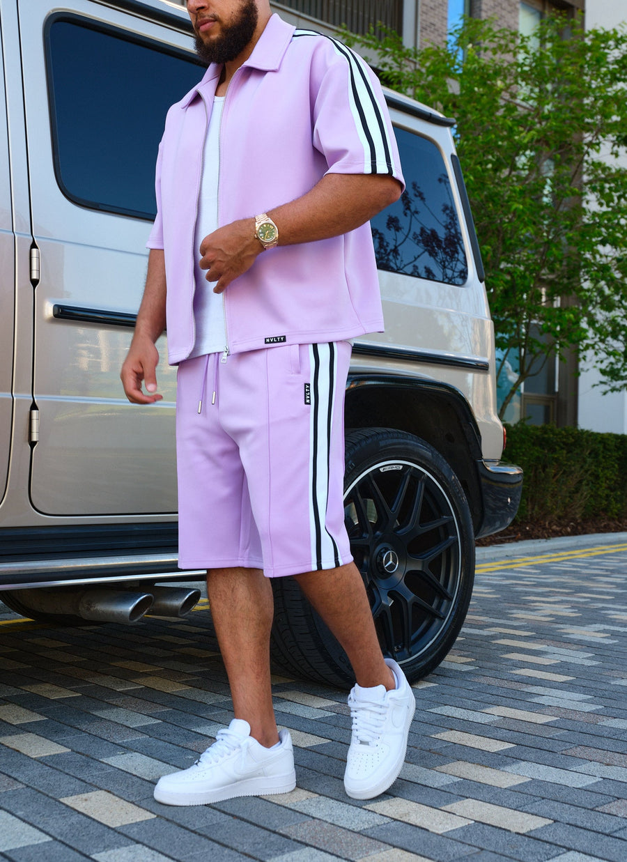 Panelled Luxe Track Shorts - Purple