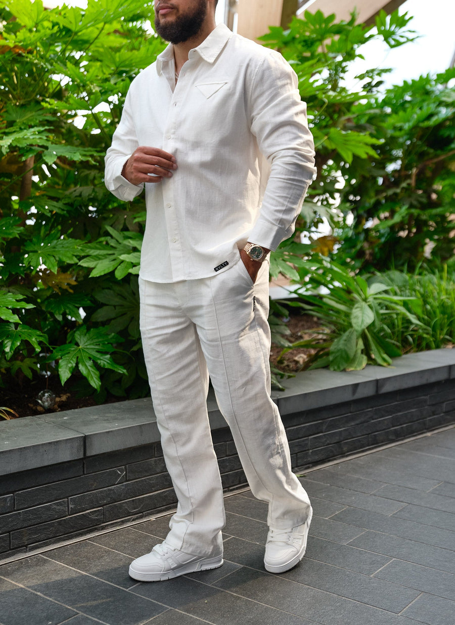 Linen Pleat Pants - White