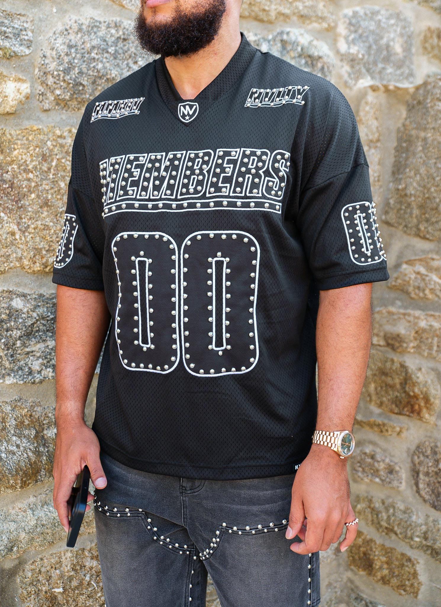 Members Studded Jersey - Black