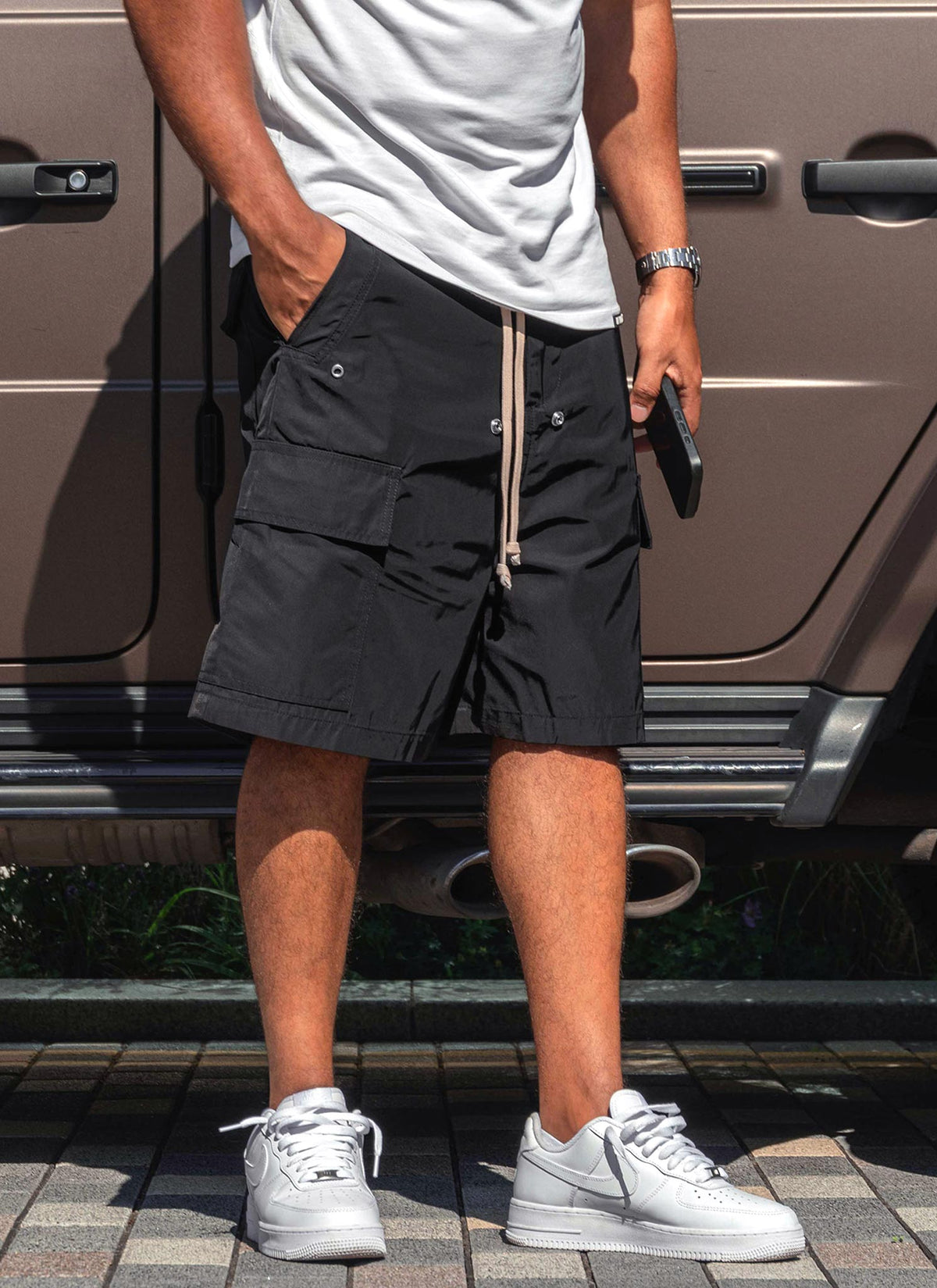 Nylon Cargo Shorts - Black