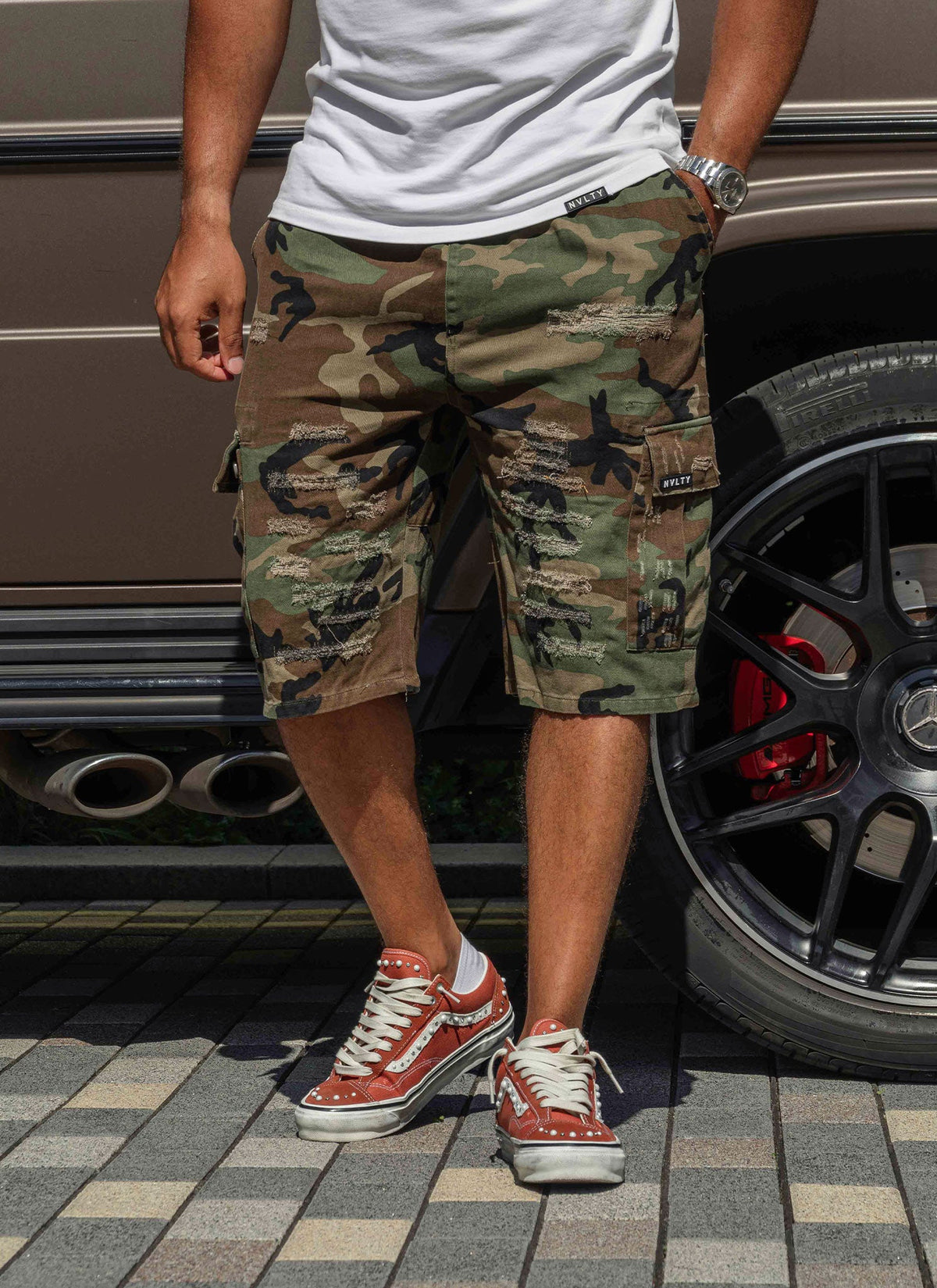 Vintage Repaired Cargo Shorts - Camo