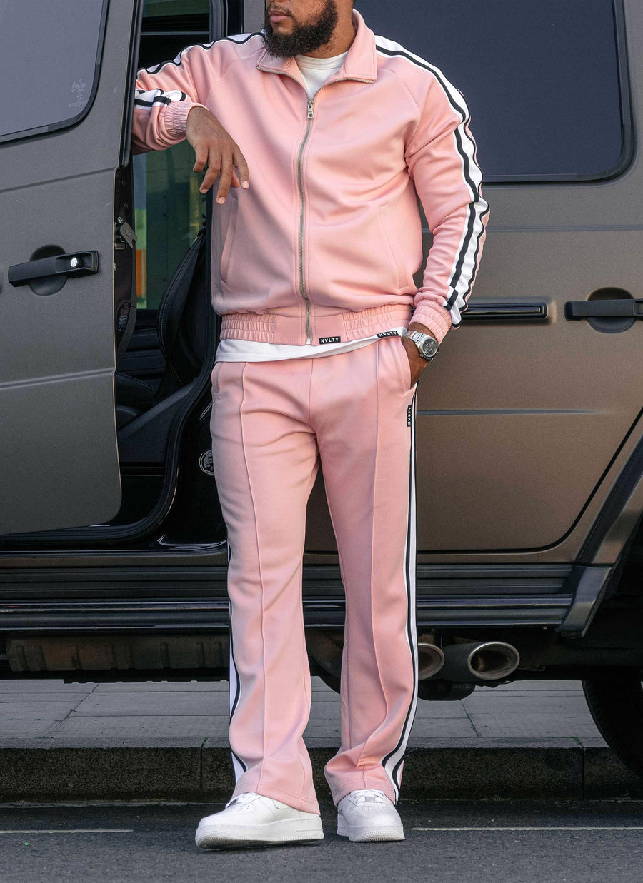Panelled Luxe Track Pants - Baby Pink