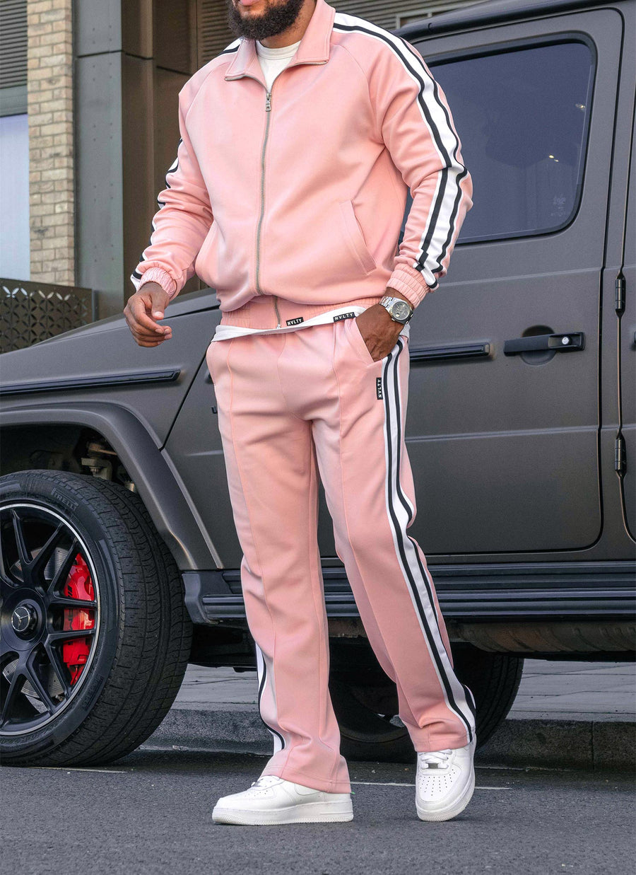 Panelled Luxe Track Pants - Baby Pink