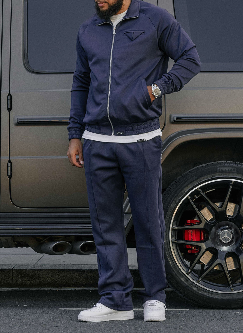 Pocket Square Track Jacket - Navy