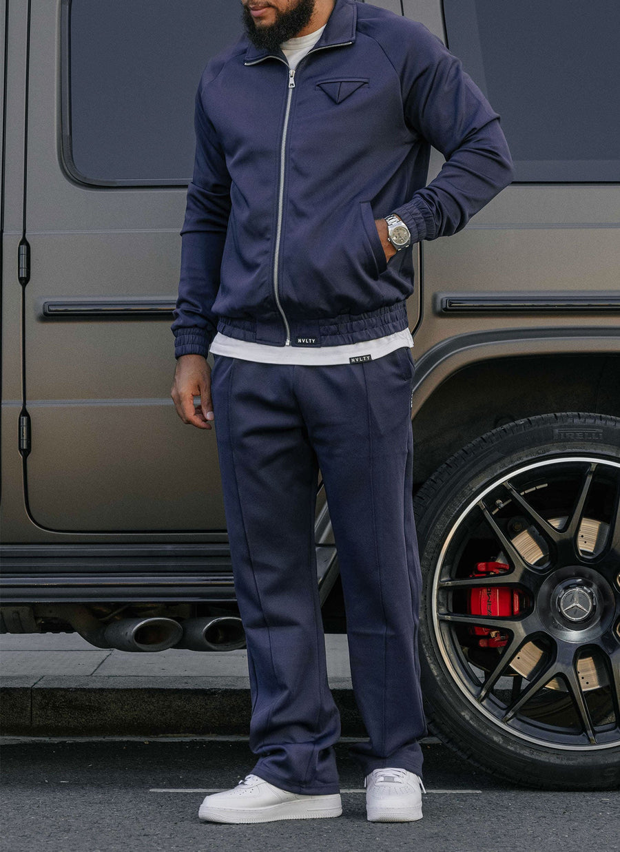 Pleat Track Pants - Navy