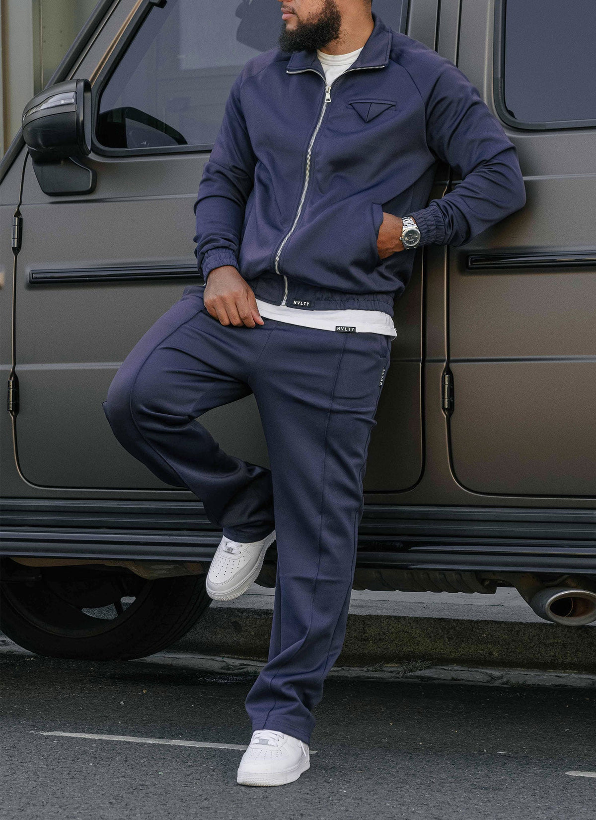 Pocket Square Track Jacket - Navy