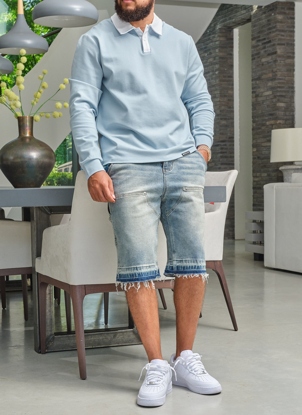 Luxe Rugby Shirt - Baby Blue