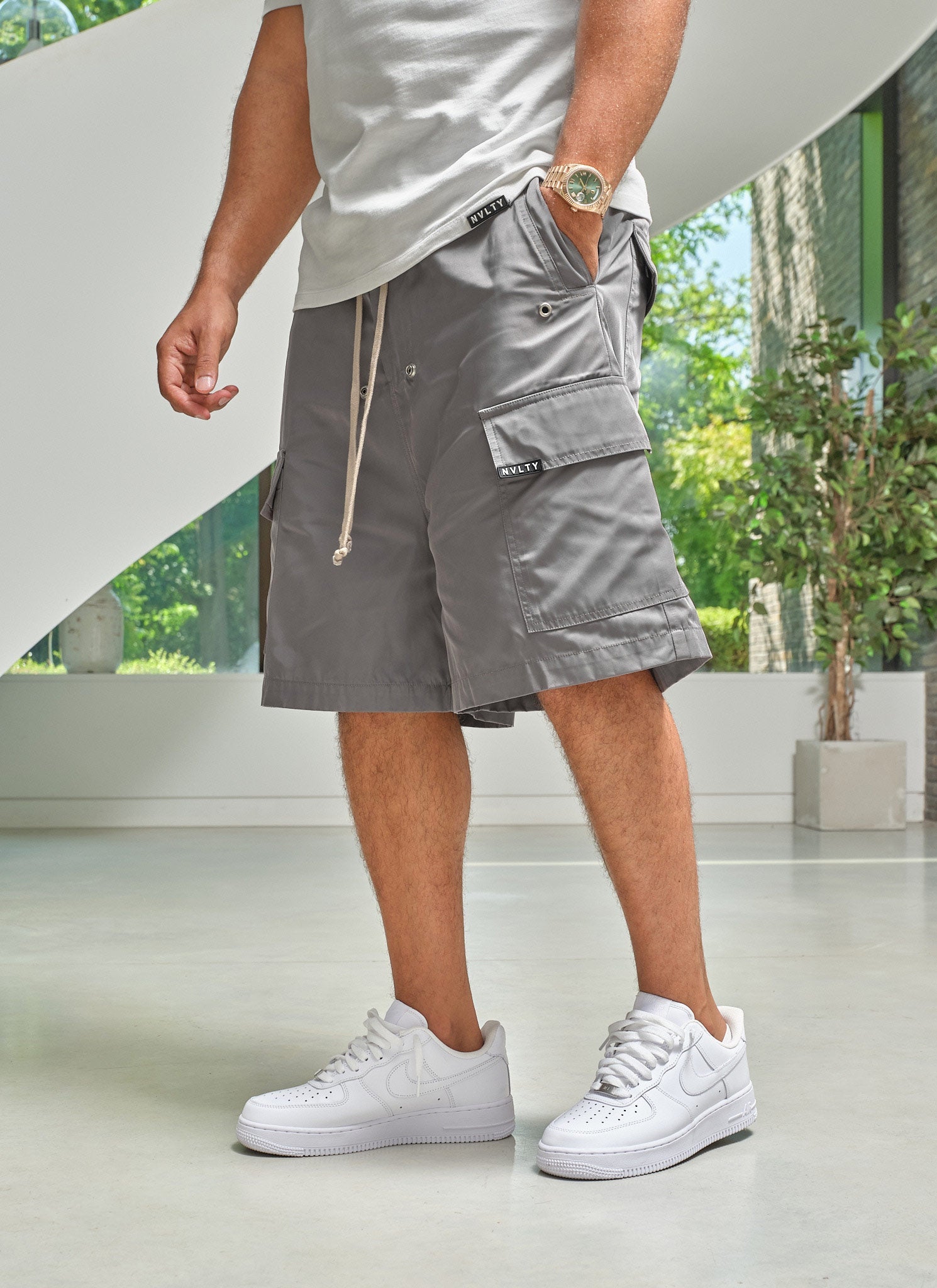 Nylon Cargo Shorts - Grey