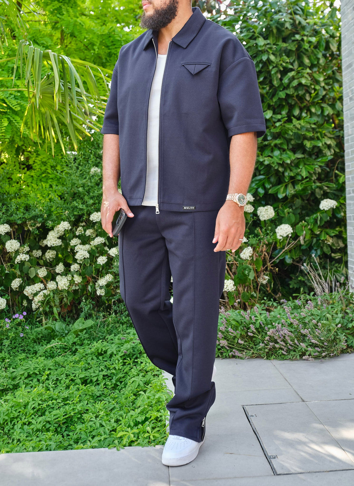 Twill Pleat Pants - Navy