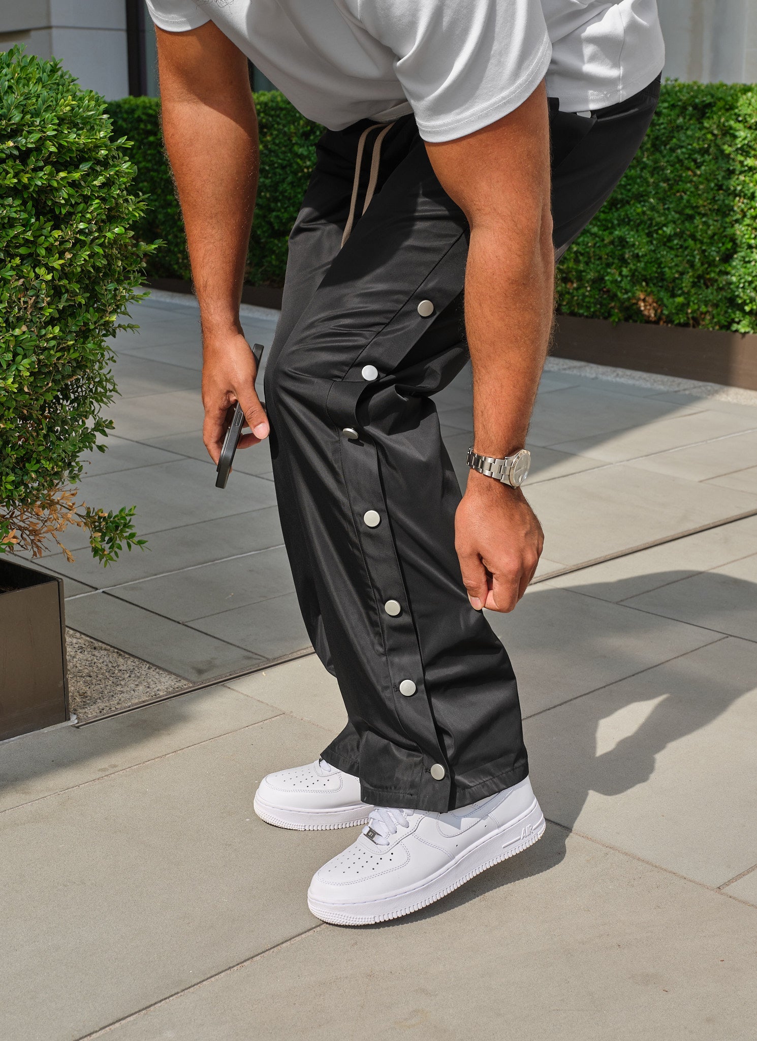 Nylon Snapper Track Pants - Black