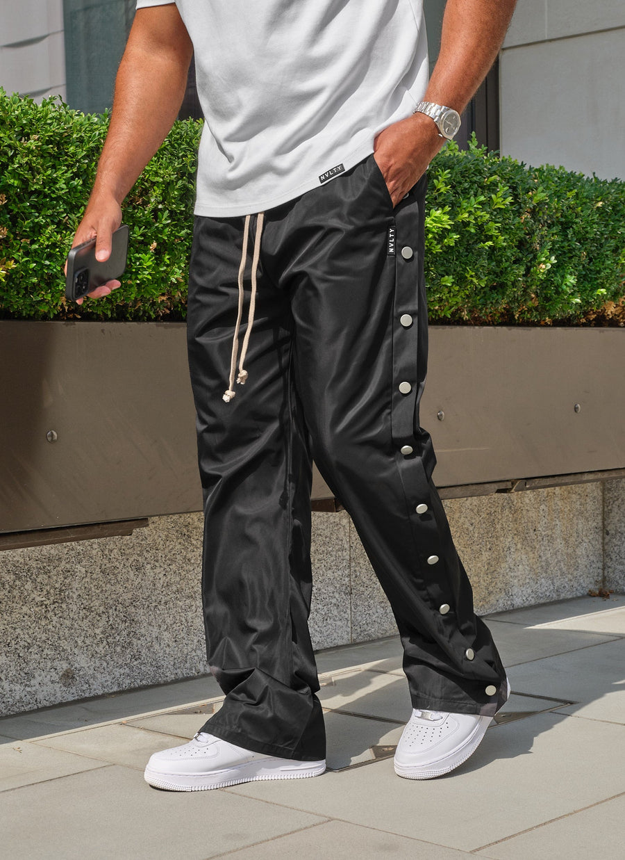 Nylon Snapper Track Pants - Black