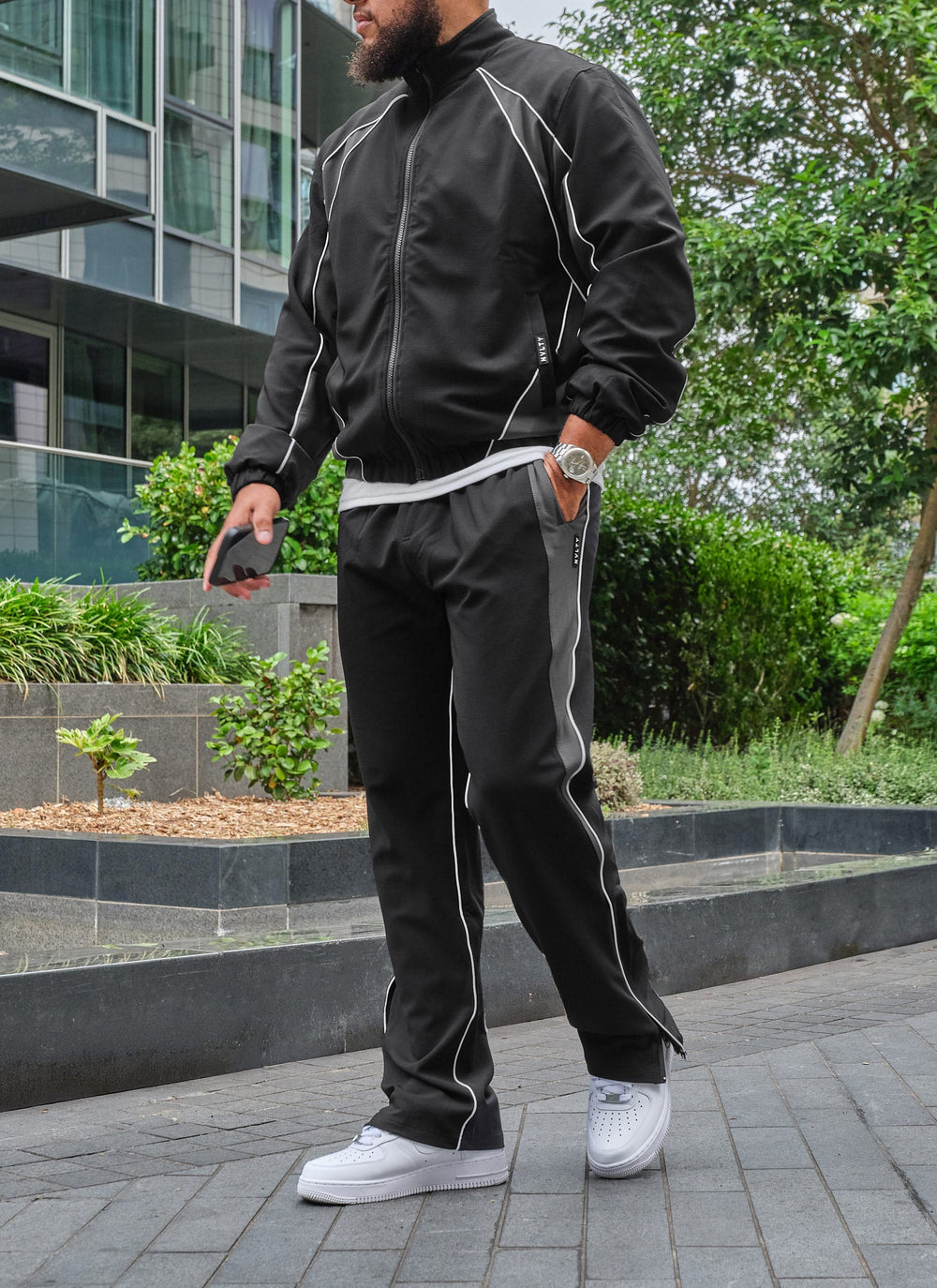 Athletic Track Jacket - Black