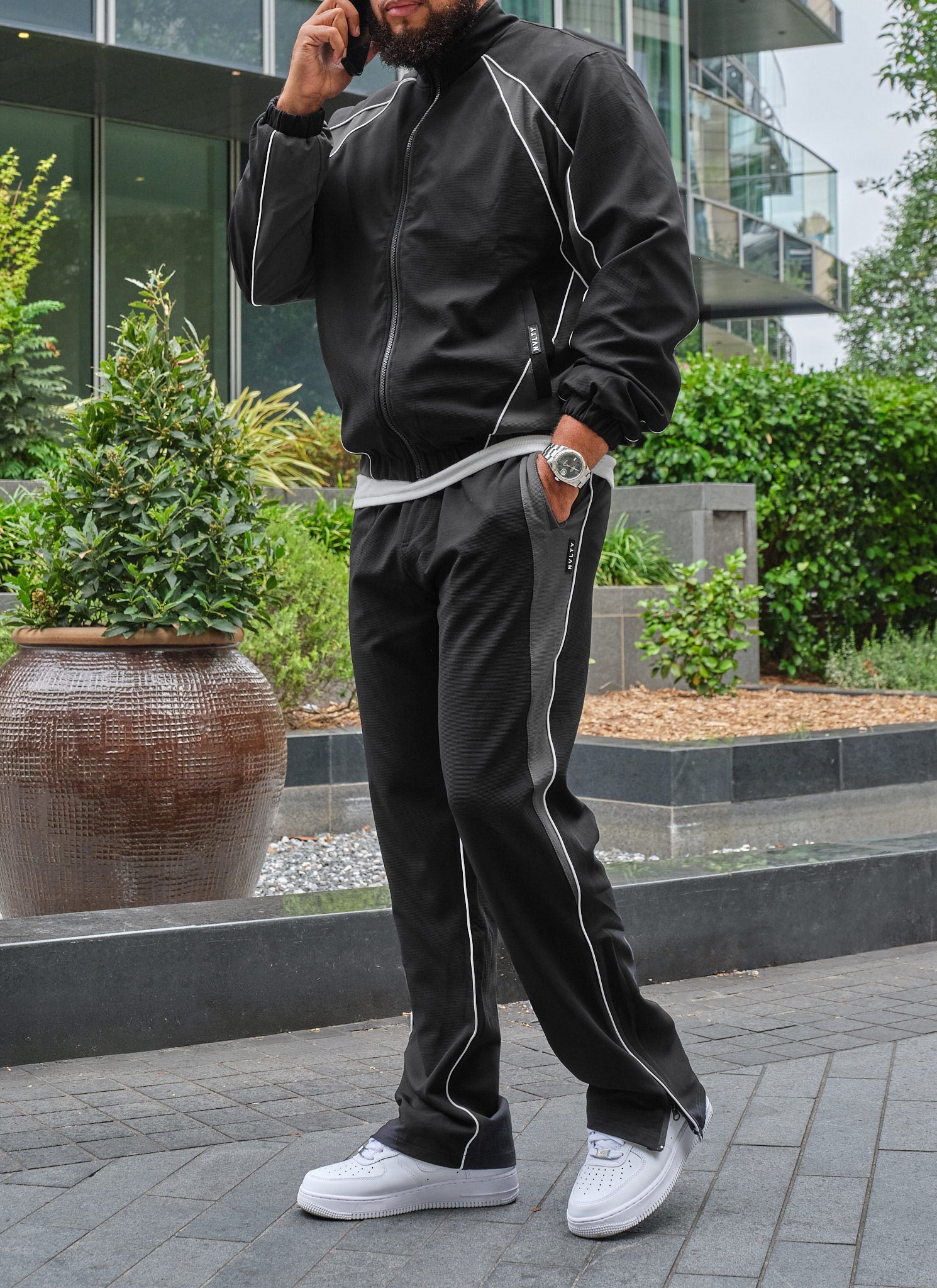 Athletic Track Jacket - Black