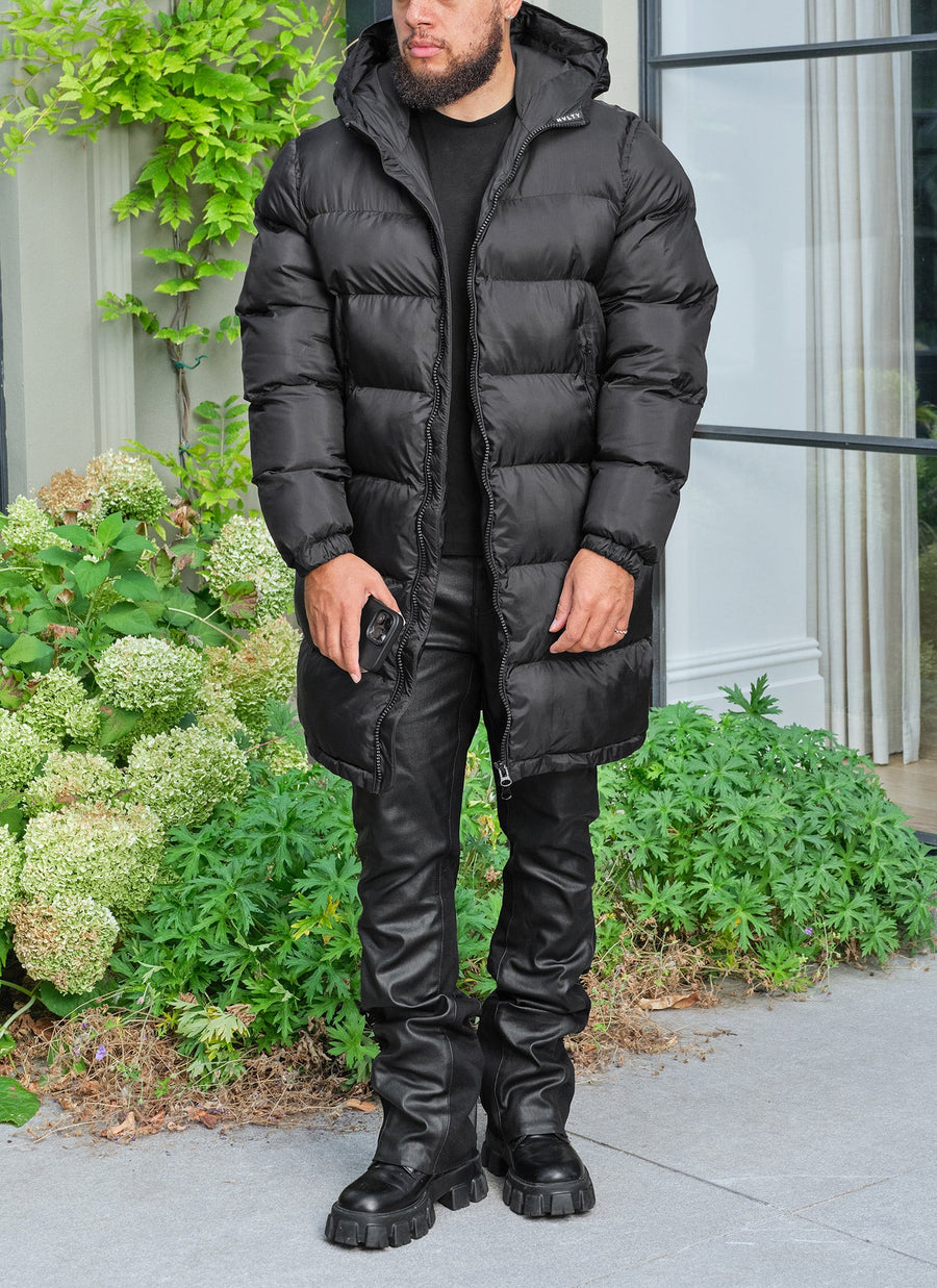 Luxe Long Puffer Jacket - Black