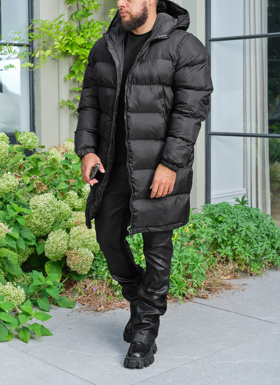 Luxe Long Puffer Jacket - Black