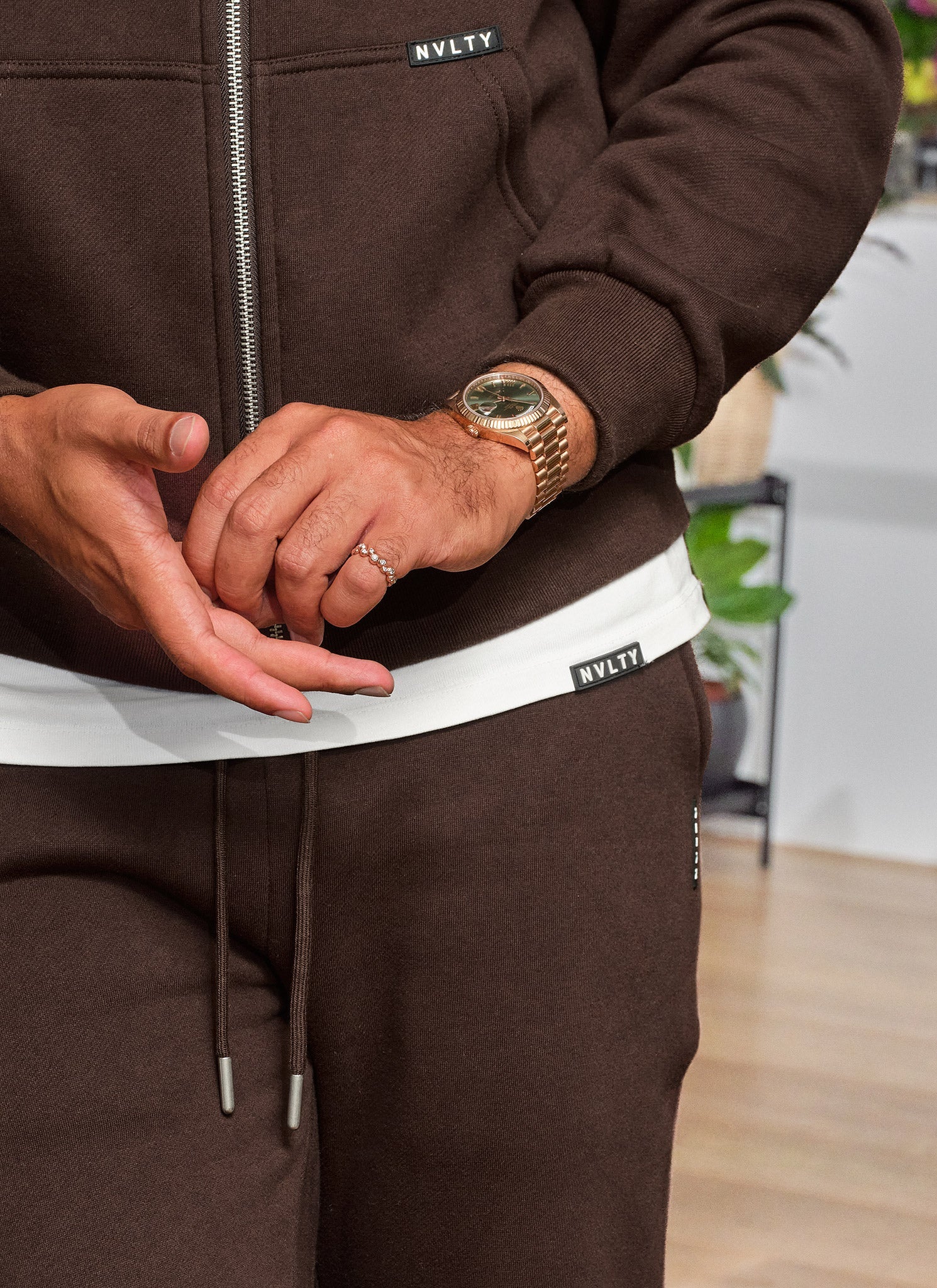 Heavyweight Luxe Zip Hoodie - Brown