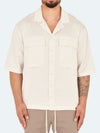 Linen Drop Shoulder Shirt - Stone