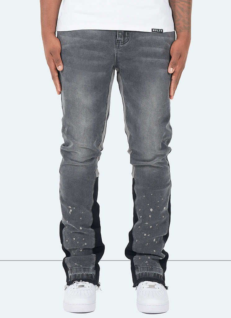 Vintage Flare Paint Jeans – Grau