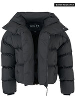 Vintage Shawl Collar Puffer Jacket - Black