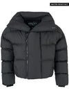 Vintage Shawl Collar Puffer Jacket - Black